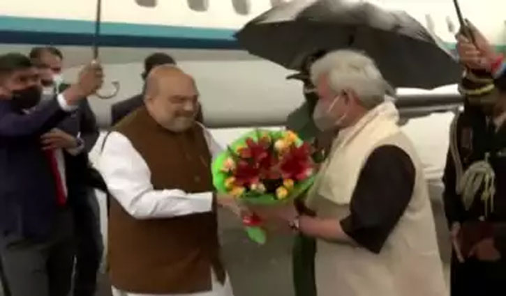Home Minister Amit Shah arrives in Srinagar on a three-day visit to Jammu and Kashmir