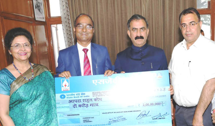SJVN contributed Rs 2 crore to the disaster relief fund, while SJVN employees contributed Rs 55 lakh