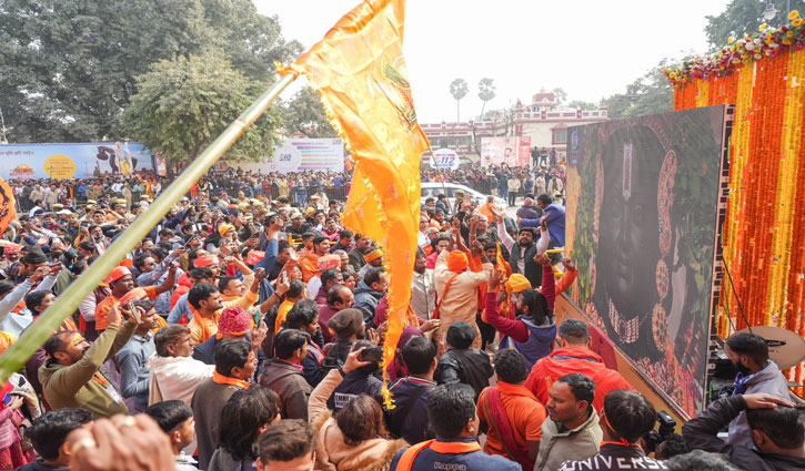 A huge crowd of people to visit Ayodhya Ram temple after a grand inauguration