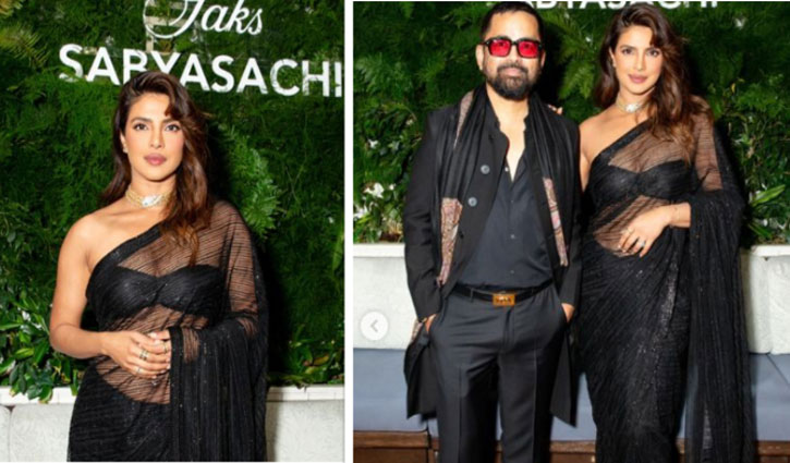Priyanka Chopra's picture in black saree went viral, fans reacted like this