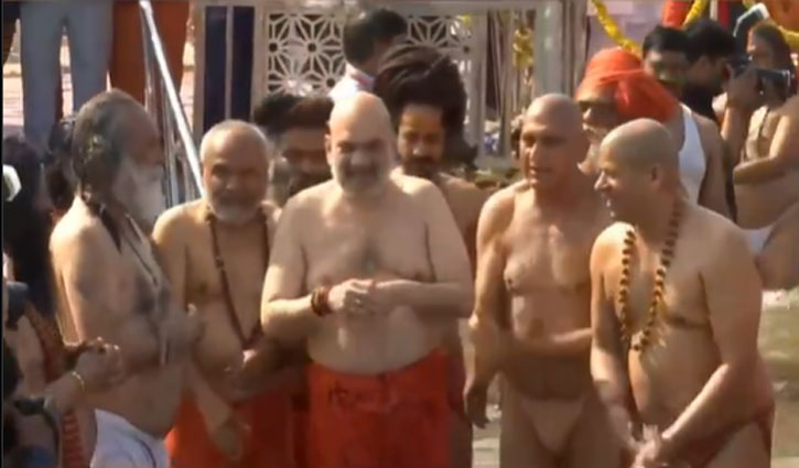 Union Home Minister Amit Shah took a holy dip at the Maha Kumbh in Prayagraj