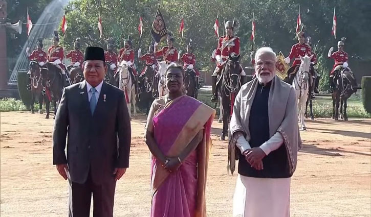 Indonesian President Prabowo Subianto was formally welcomed by President Murmu and Prime Minister Modi at Rashtrapati Bhavan