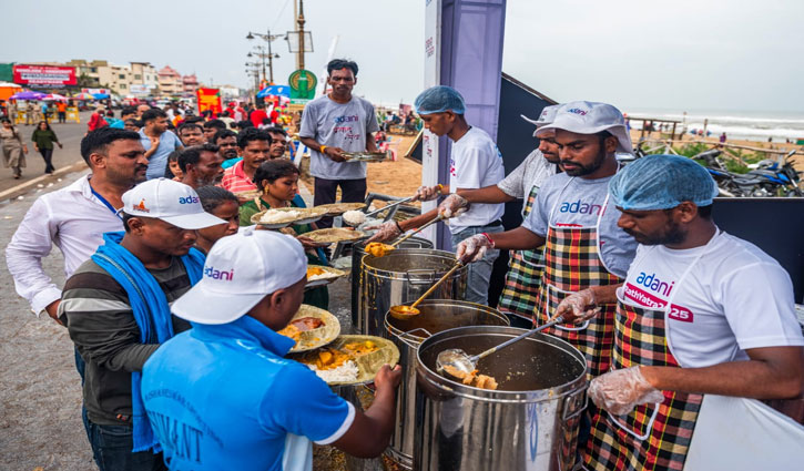 Prasad of faith and taste distributed free of cost in the service of Adani and ISKCON