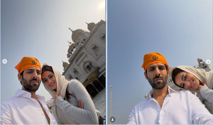 Kartik Aaryan and Ananya Panday sought blessings at Bangla Sahib Gurudwara; the video went viral.