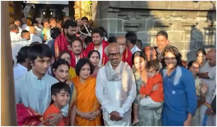 After his 75th birthday, Rajinikanth visited the Tirupati temple with his family.