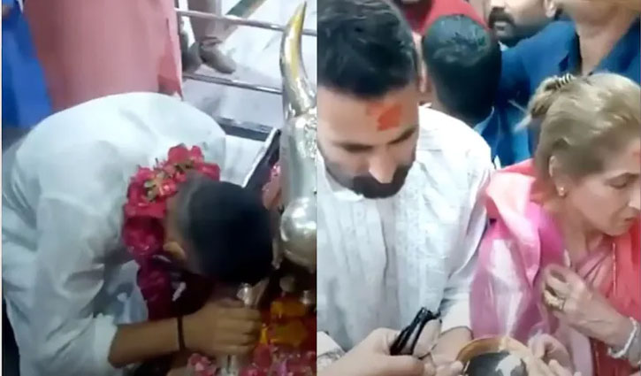 Ahead of the release of *Bhool Bhulaiyaa*, Akshay Kumar visited the Mahakaleshwar Temple with Dimple Kapadia