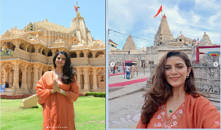 Actress Nimrat Kaur Embarks on a Spiritual Journey; Seeks Blessings at Somnath, Nageshwar, and Dwarkadhish Temples.