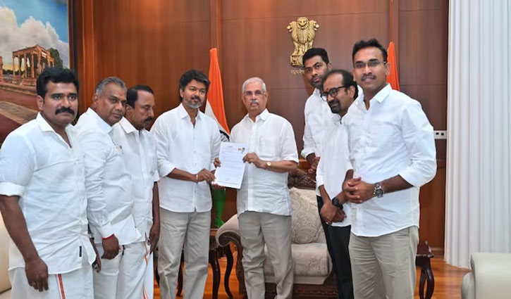 Vijay staked a claim to form the government in Tamil Nadu with the support of the Congress.