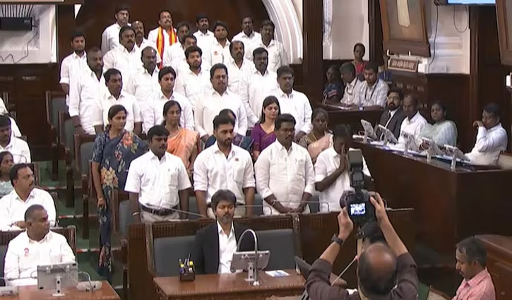Vijay wins trust vote in Tamil Nadu; 144 MLAs vote in favor, DMK stages walkout from the House.