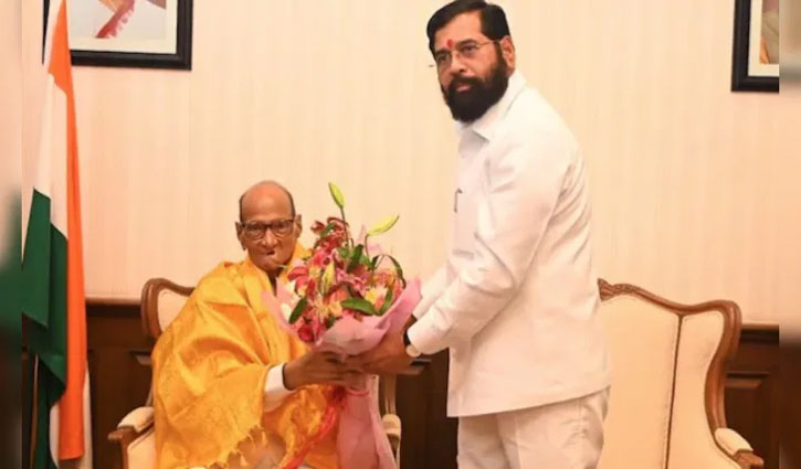 Sharad Pawar's meeting with Eknath Shinde sparks a stir; Team Uddhav objects to the meeting.