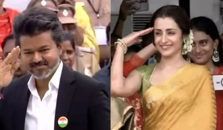 Trisha Krishnan grabs attention at the Independence Day celebration; salutes Chief Minister Vijay