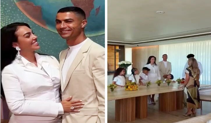 First photos of Cristiano Ronaldo and Georgina Rodriguez's wedding revealed; intimate ceremony held at home.