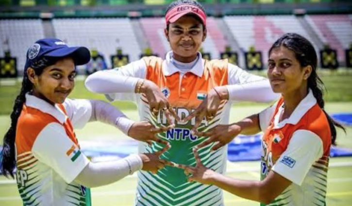 India shines at the Asian Games; compound archery team wins gold by defeating China.