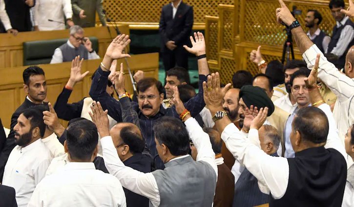 Uproar in Jammu & Kashmir Assembly; BJP and NC clash over resolution to restore statehood.