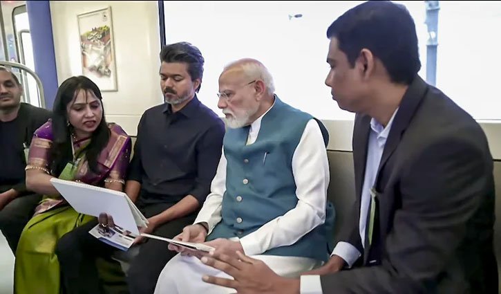 PM Modi inaugurated the ₹4,900 crore Chennai Metro line and took a ride with Chief Minister Vijay