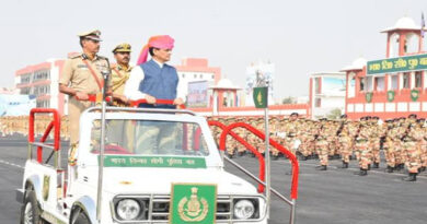Union Minister of State for Home Nityanand Rai takes the salute at the 60th Raising Day Parade of Indo-Tibetan Border Police
