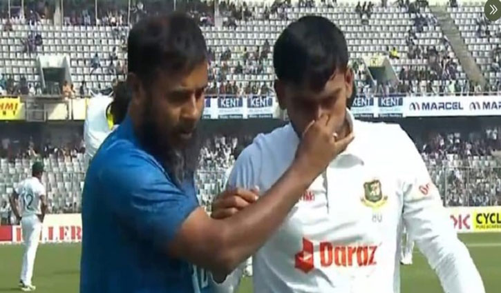 Mirpur Test: Cricketer Mehdi Hasan injured while taking a catch, blood started flowing from his nose
