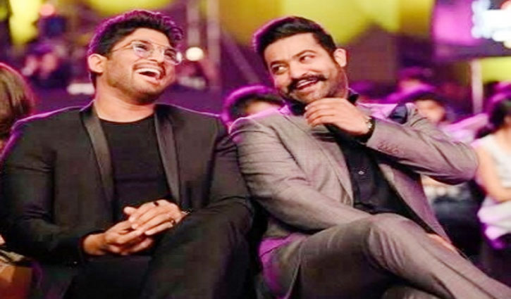 Jr NTR bumps into Allu Arjun on the sets of 'Pushpa 2'