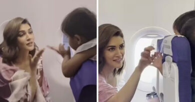 Video of Kriti Sanon playing with child in economy class of flight goes viral