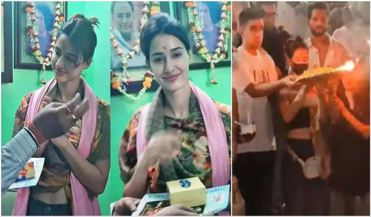 Disha Patni performed aarti in crop top and shawl in Varanasi, video viral