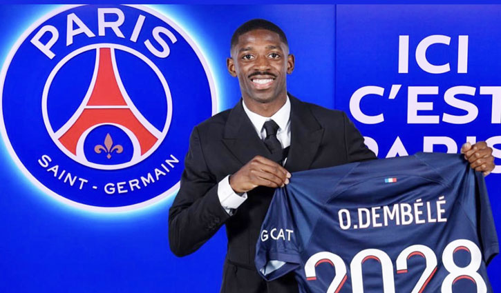 PSG sign French forward Ousmane Dembele from Barcelona on a five-year deal