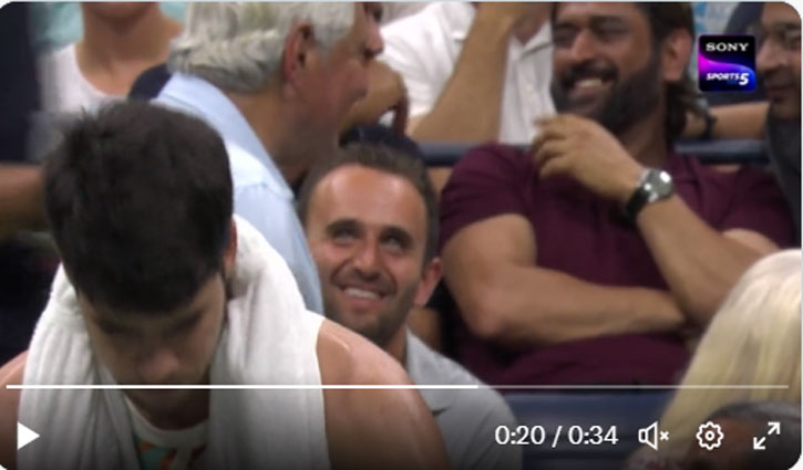 US Open 2023: MS Dhoni present at the stadium during the Carlos Alcaraz vs Alexander Zverev match
