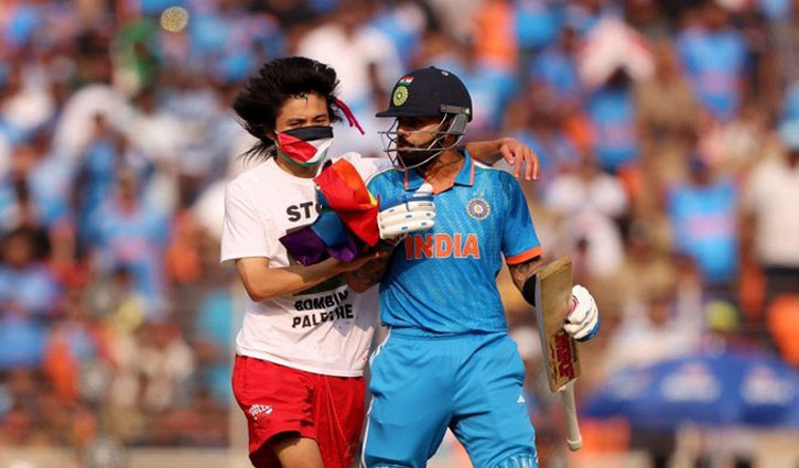 Man wearing 'Free Palestine' T-shirt approaches Virat Kohli near the pitch during World Cup final, arrested