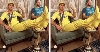Australia's Mitchell Marsh sitting with his feet raised on the World Cup trophy, sharp reaction on social media