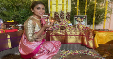Shriya Saran wore wedding saree to celebrate the consecration of Ram temple