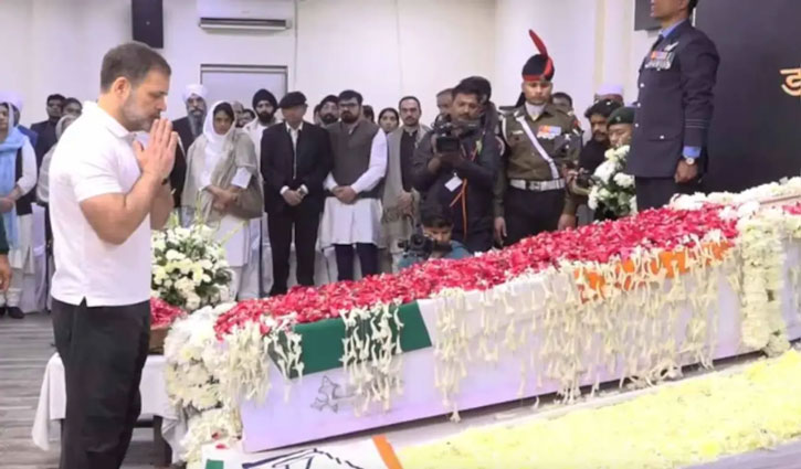 Manmohan Singh's funeral today; Many Congress leaders including Sonia and Rahul Gandhi paid tribute at the party headquarters