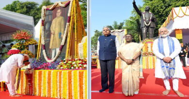 Prez Murmu, PM Modi pay floral tributes to Ambedkar in Parliament