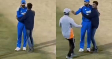 Virat Kohli's reaction to a fan jumping over the barricades to meet him in Rajkot has gone viral