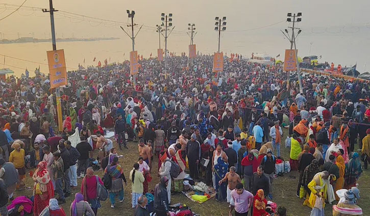 A huge crowd gathered at the Magh Mela, with over one crore people taking a dip in the holy waters
