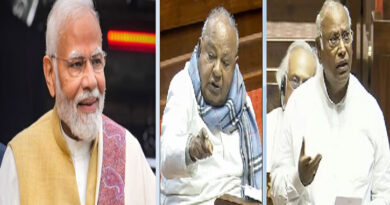 "Love for us, but marriage with Modiji": PM Modi laughs at Congress President Kharge's remark on H.D. Deve Gowda.