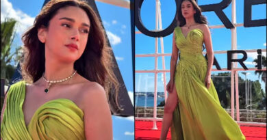 Aditi Rao Hydari Creates a Sensation on the Cannes Red Carpet in a Neon Green Gown.