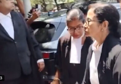 Mamata Banerjee, clad in a lawyer's gown, arrived at the Calcutta High Court to argue the post-poll violence case.
