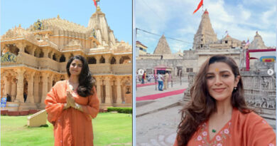 Actress Nimrat Kaur Embarks on a Spiritual Journey; Seeks Blessings at Somnath, Nageshwar, and Dwarkadhish Temples.