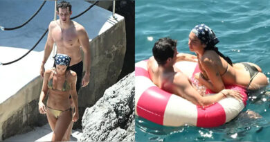 Newlyweds Dua Lipa and Callum Turner share a romantic moment during their honeymoon in Italy.