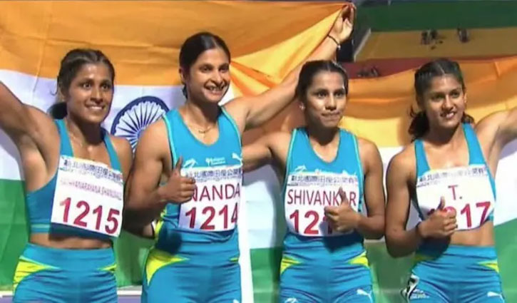 India's women's 4x100m team won the gold medal at the Asian Relay Meet by defeating China.