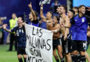 Argentina celebrated its victory over England with a Falklands banner. Is this a violation of FIFA rules?