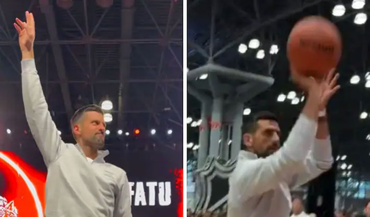 Novak Djokovic makes a spectacular splash in New York; wins hearts with everything from a WWE-style entrance to an NBA three-pointer.