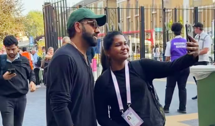 After scoring a century at Lord's, Rohit Sharma arrived at The Oval to watch the MI London match.