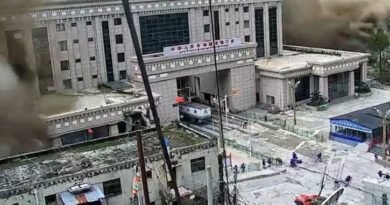 Nothing but a pile of rubble: A Chinese rescue team reached the Gyirong immigration center—where Sadhguru's team was stranded—after four days.